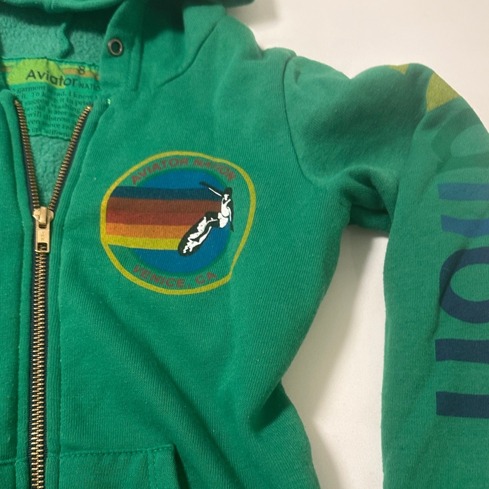 Avirex Green Kids Hoodie with Colorful Logo - Picture 3 of 3